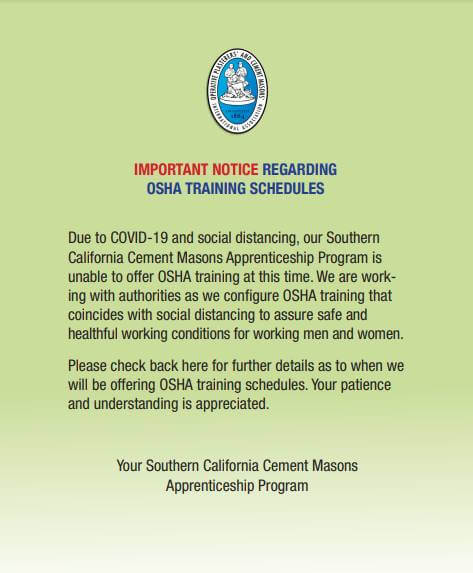 OSHA Announcement Cover